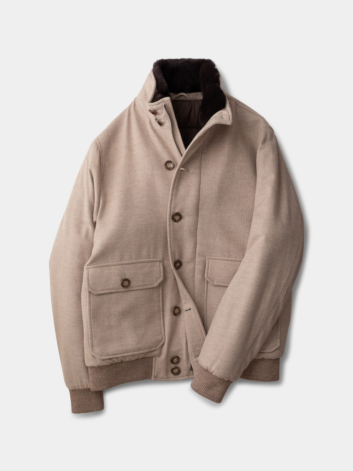 Blouson with Fur Collar - Sand