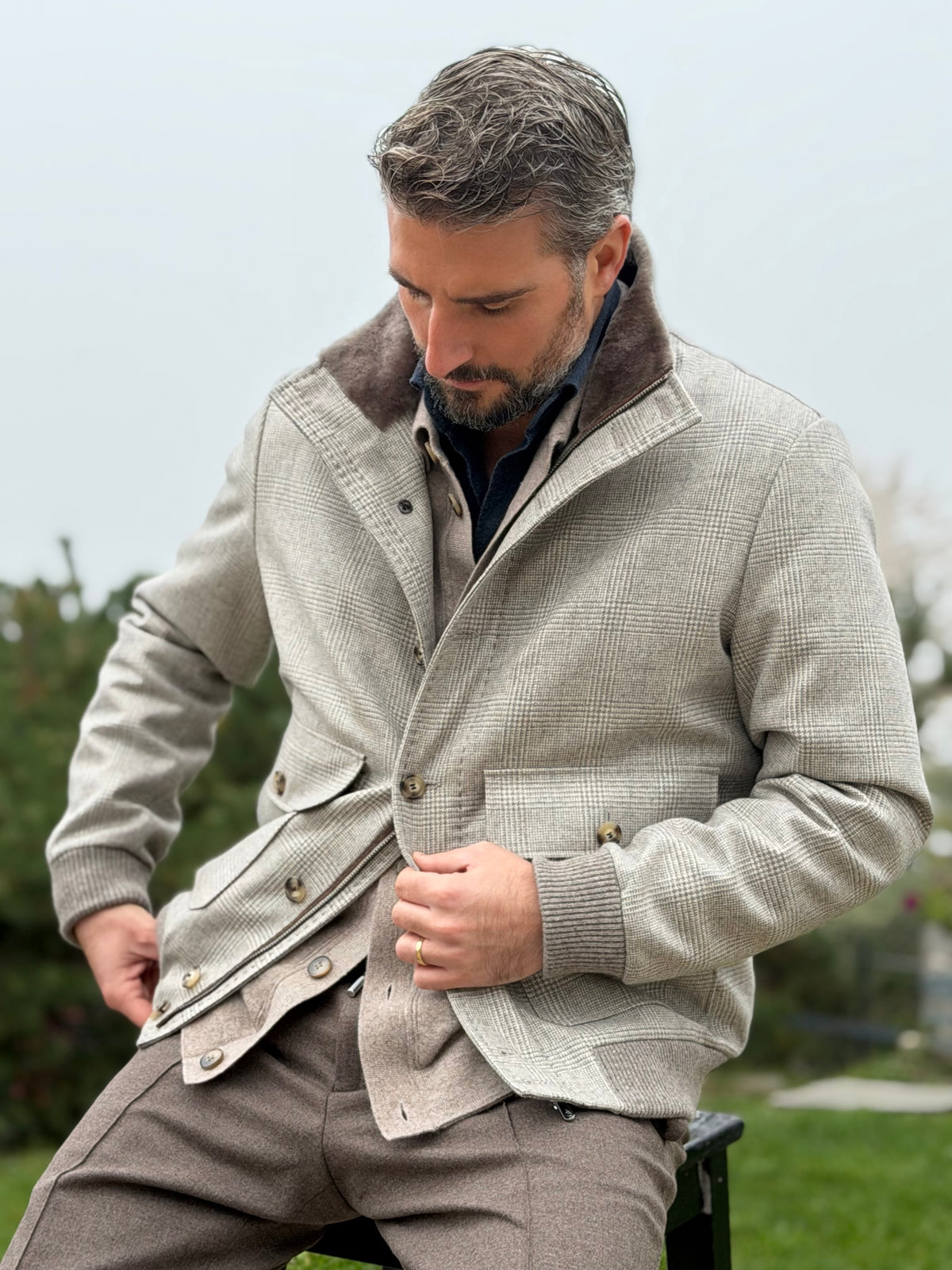 Blouson full fur - Checkered Grey