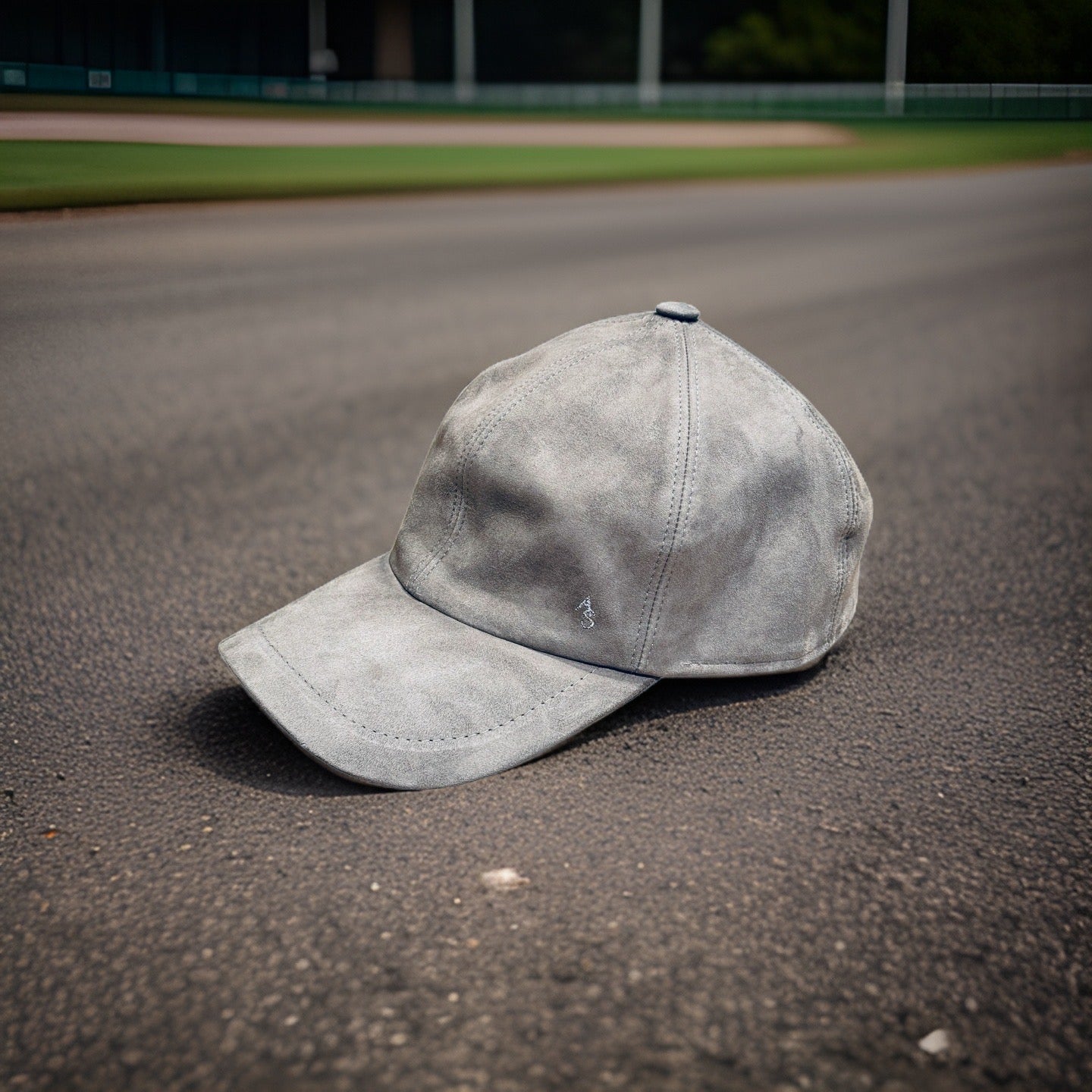 Gray suede baseball hat on sale