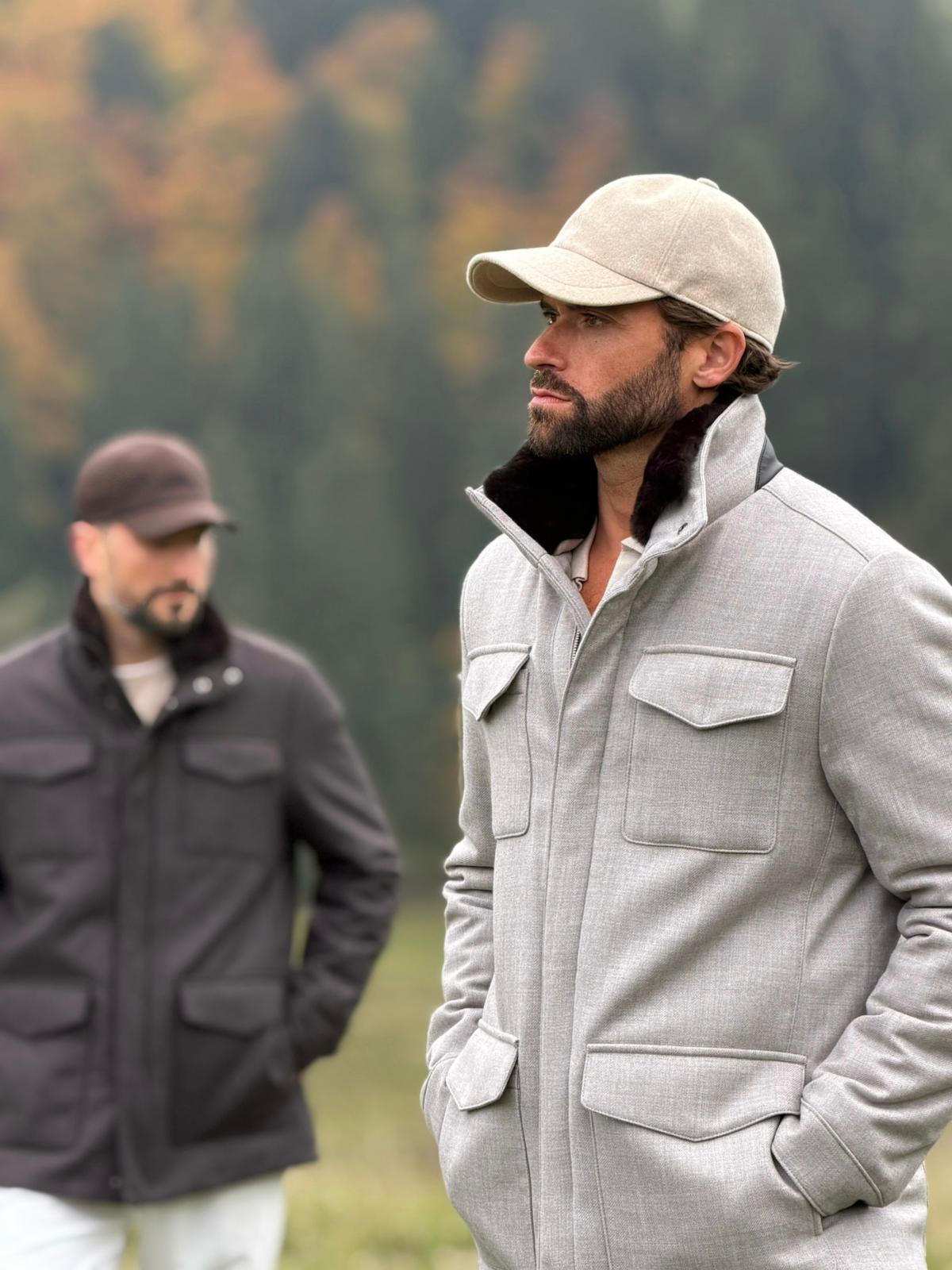 Field Jacket with Fur Collar - Sand