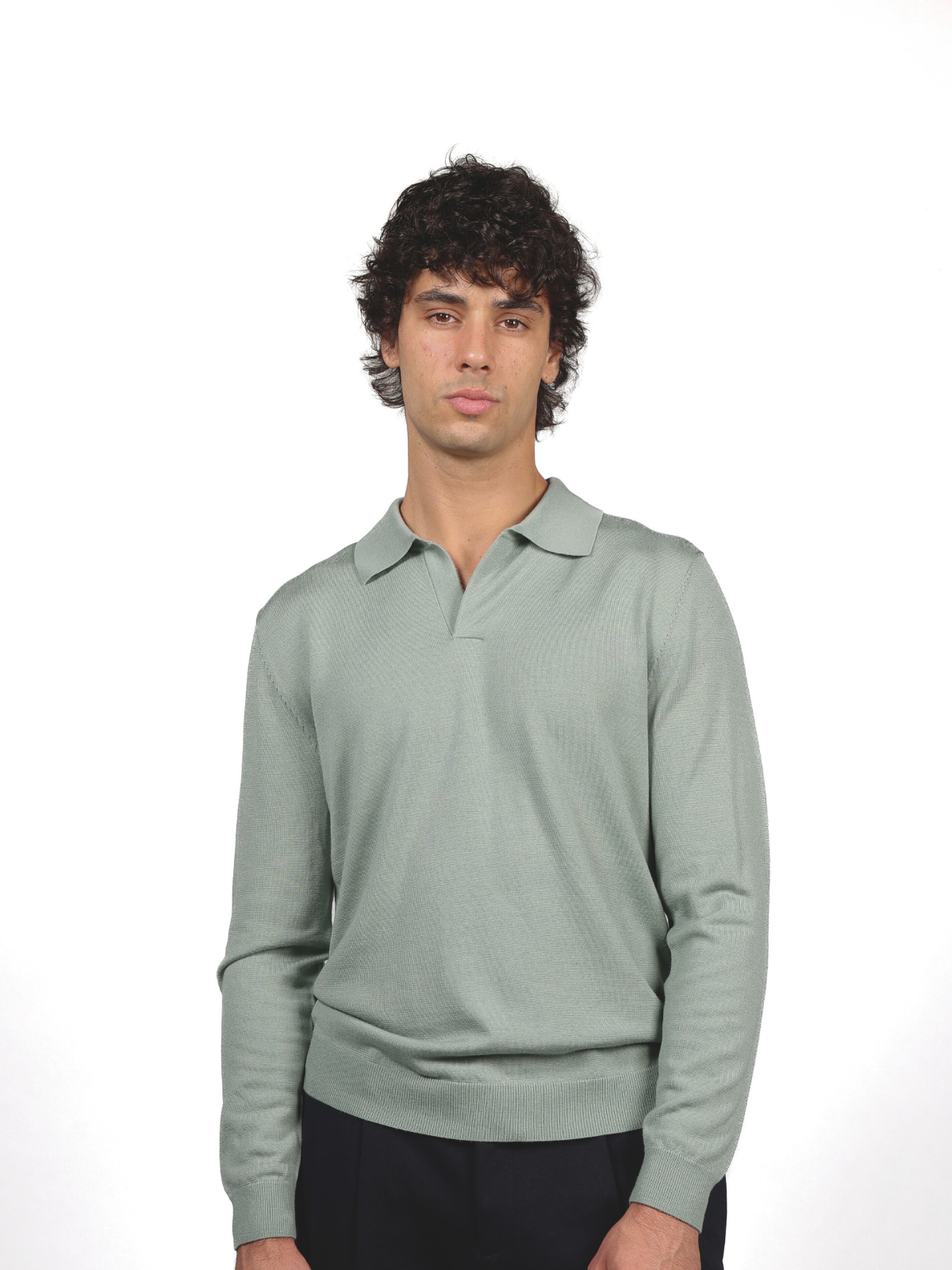 Sage Green longsleeves knitted polo
