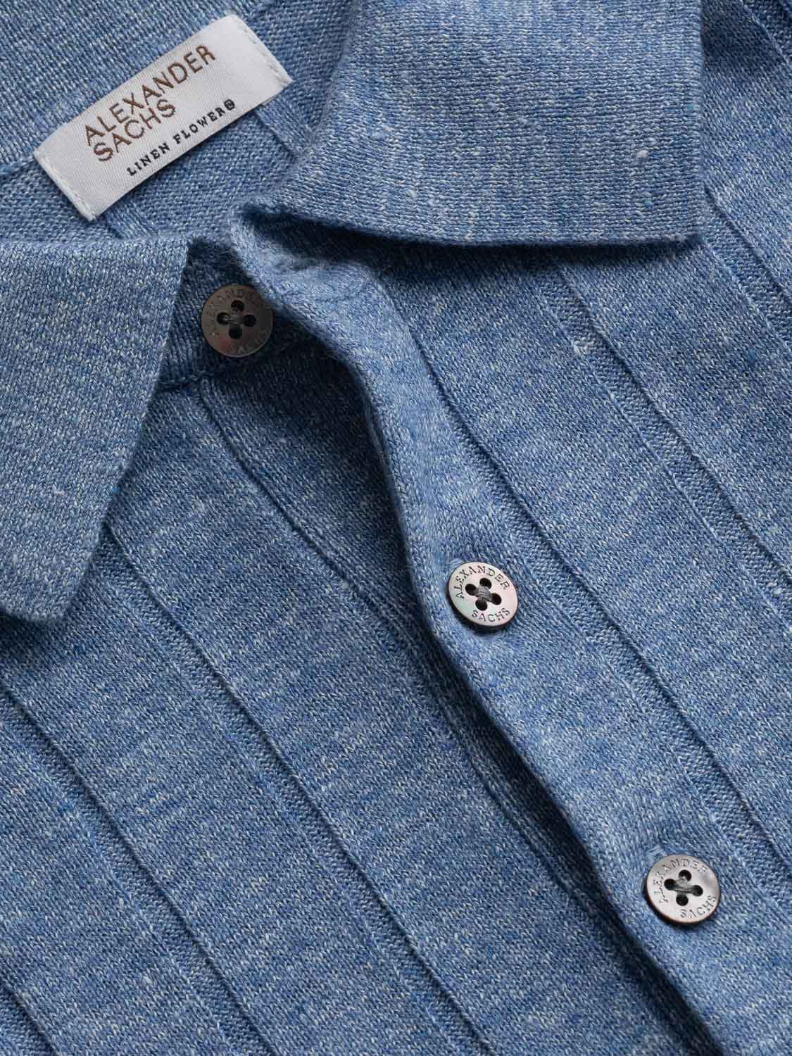 Ribbed Polo - Blue