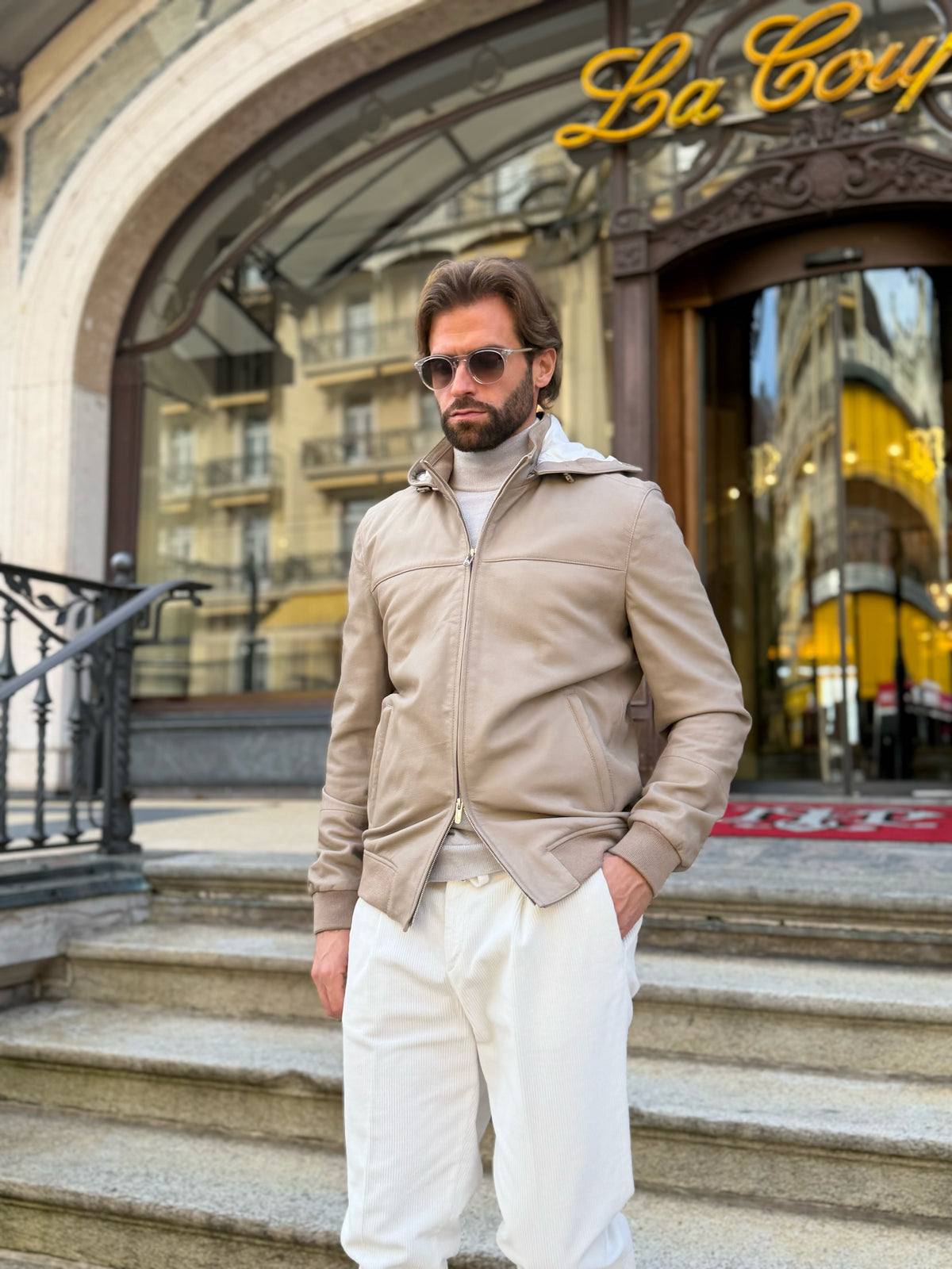 Challenge Jacket in Grain Leather - Grège