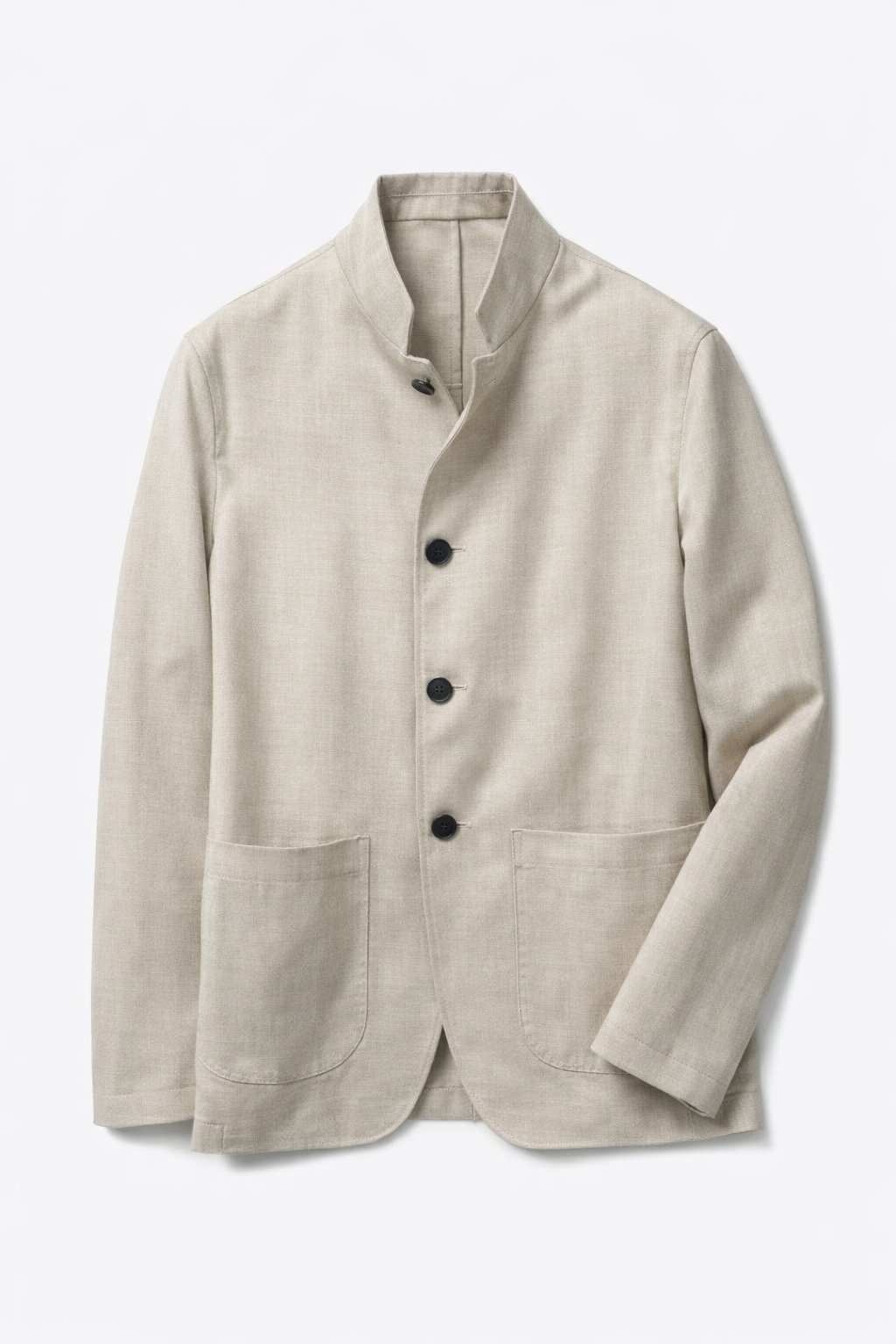 Jersey High Neck Jacket - Beige