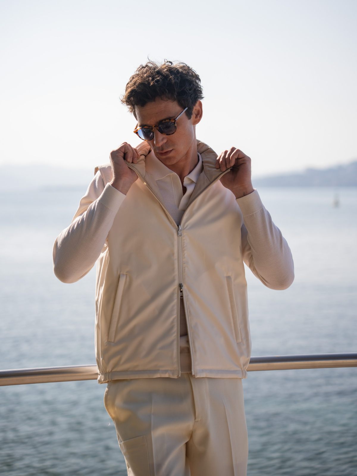 Reversible Sleeveless Jacket - Beige