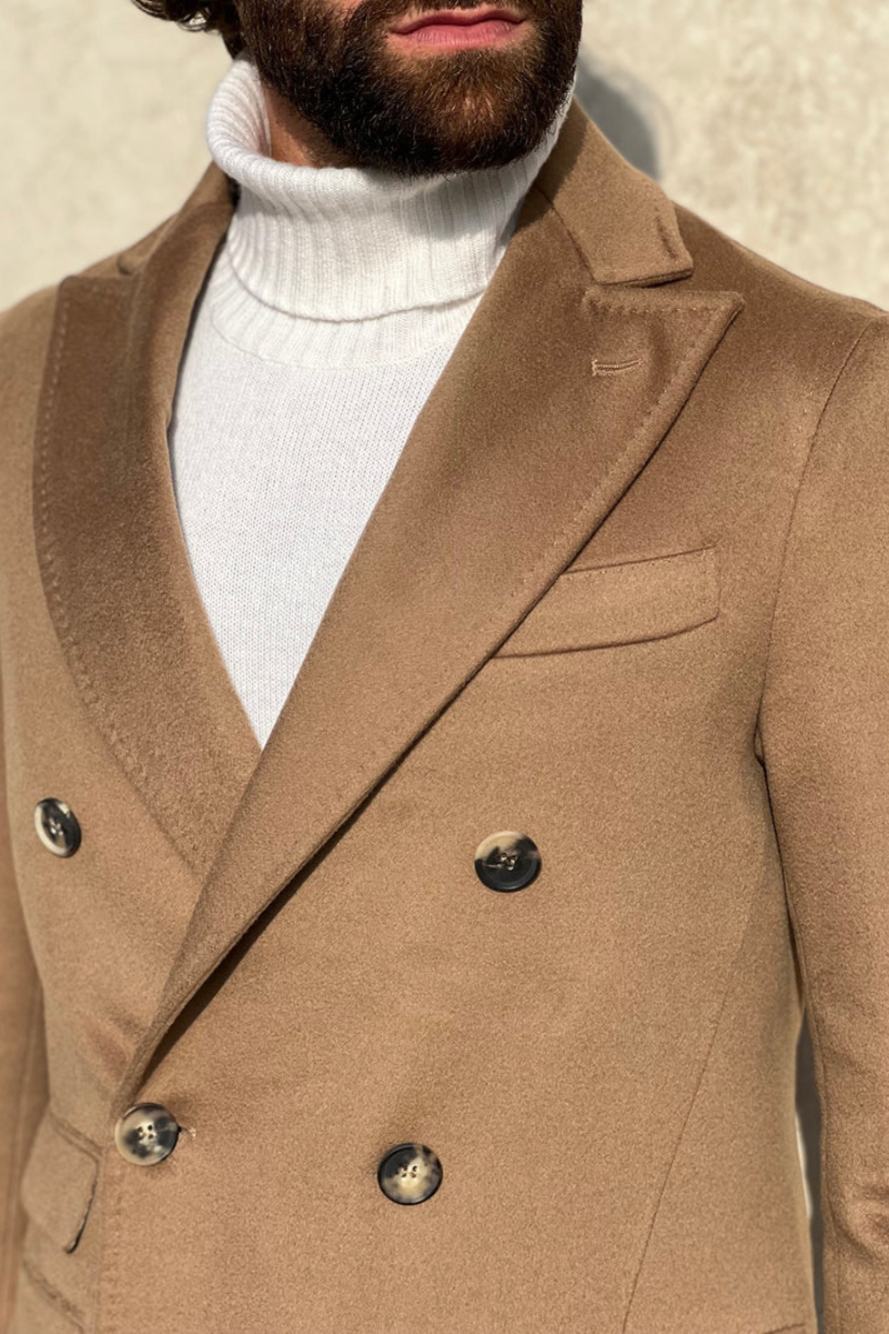 AS DOUBLE BREASTED COAT CASHMERE & WOOL CAMEL