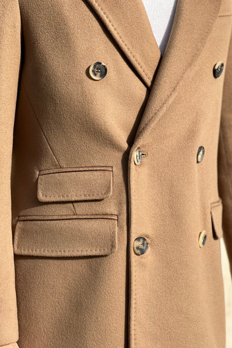 AS DOUBLE BREASTED COAT CASHMERE & WOOL CAMEL