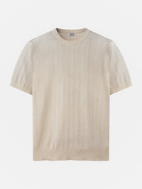 Ribbed T-shirt  - Cream