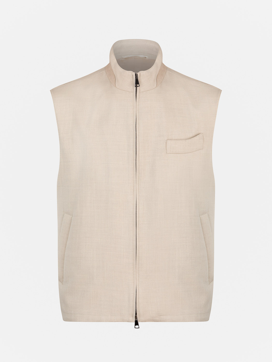 Jersey Sleeveless Jacket - Beige