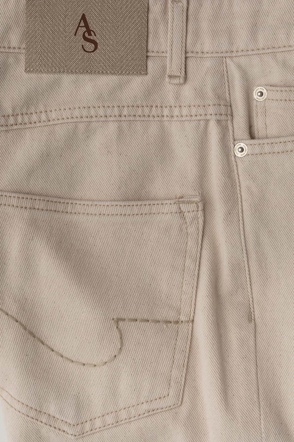 Wide Leg Jeans - Ivory Mouliné