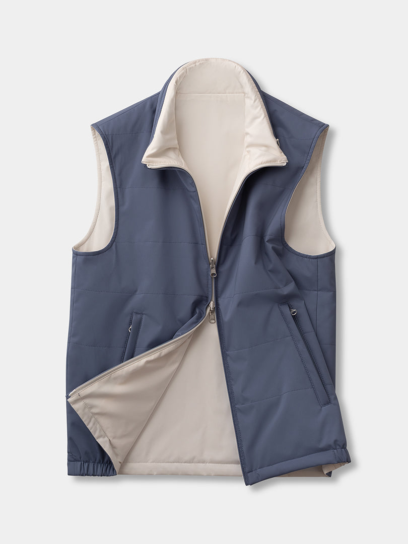 Reversible Sleeveless Jacket - Steel blue