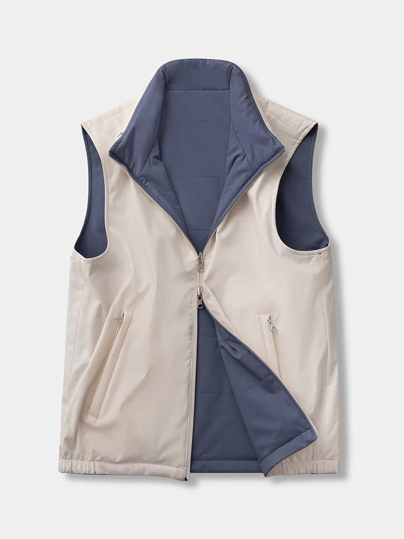Reversible Sleeveless Jacket - Steel blue