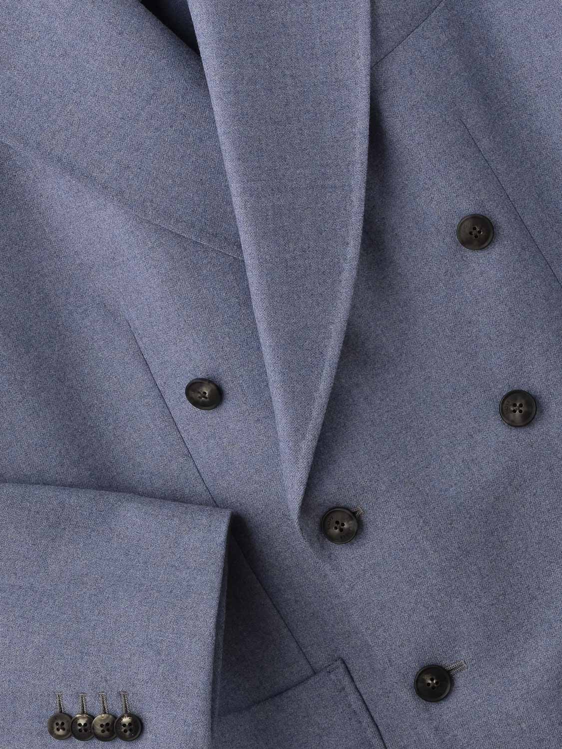 Flannel Double Breasted Suit - Steel Blue