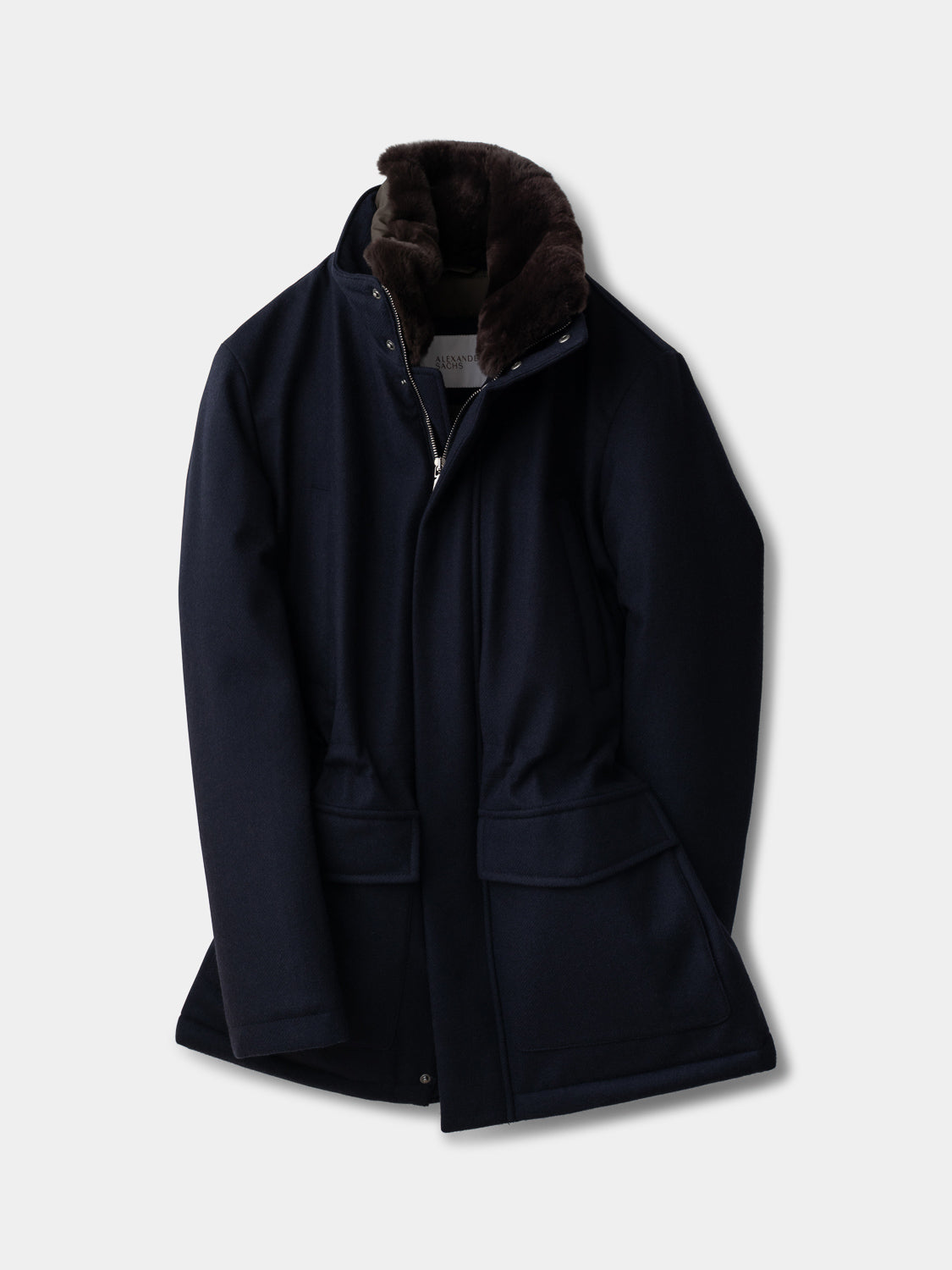Voyager Coat with Fur Collar - Navy