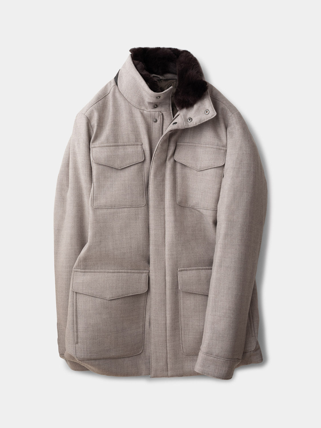 Field Jacket with Fur Collar - Sand