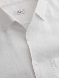 Hidden Button Down Shirt - White Linen