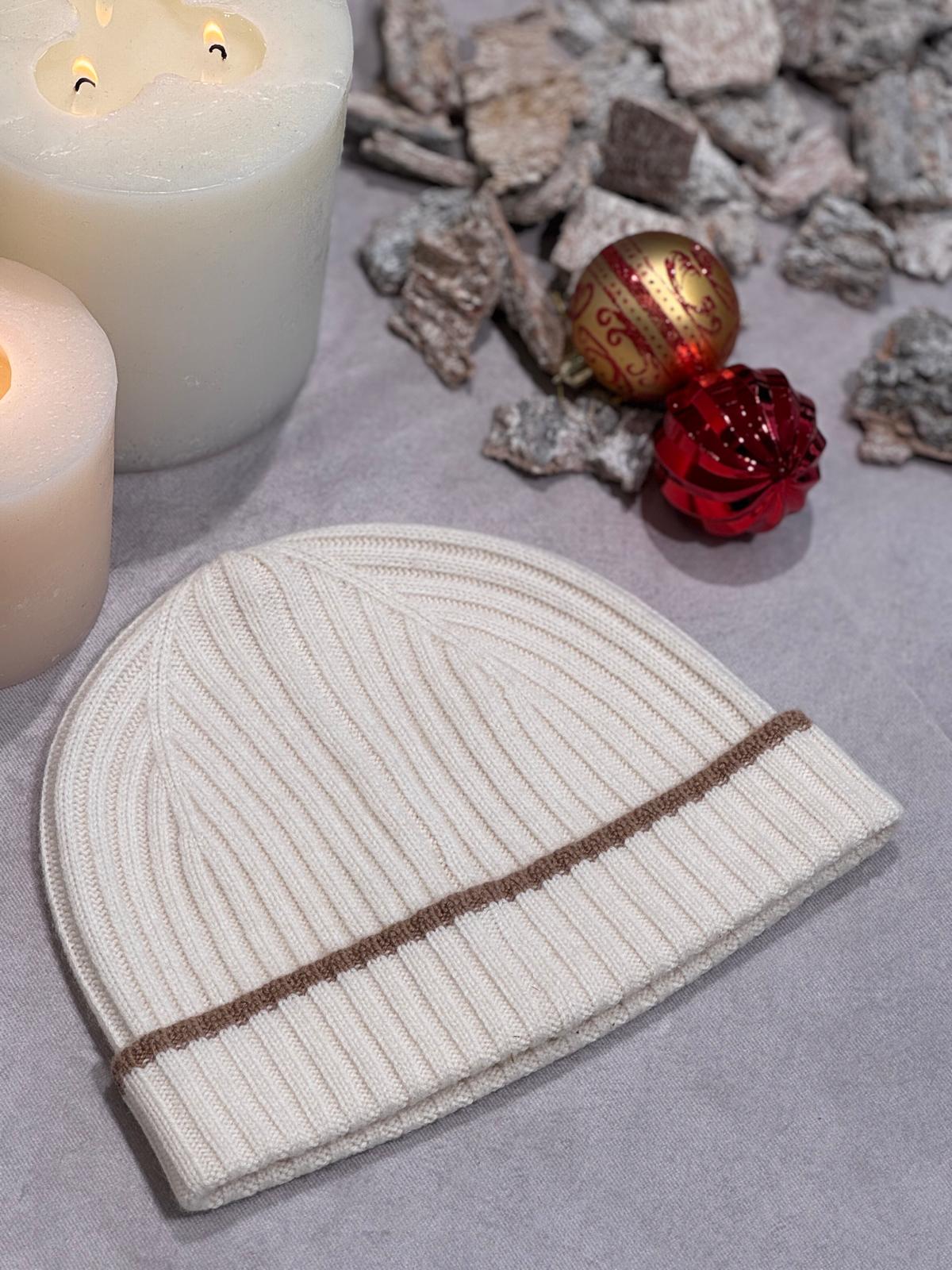 BEANIE CASHMERE CREMA & CARAMEL