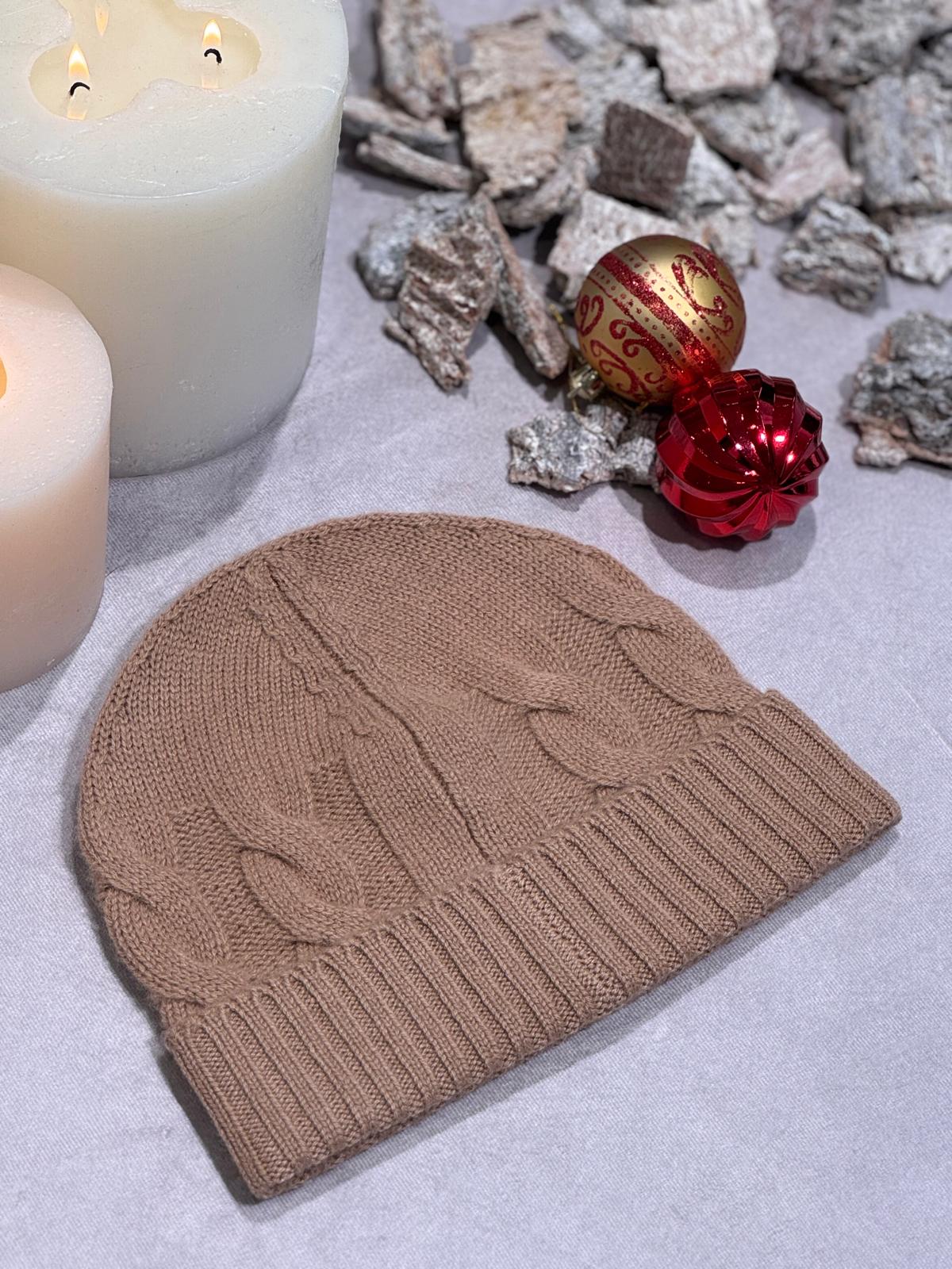 BEANIE TRECCE CASHMERE CARAMEL