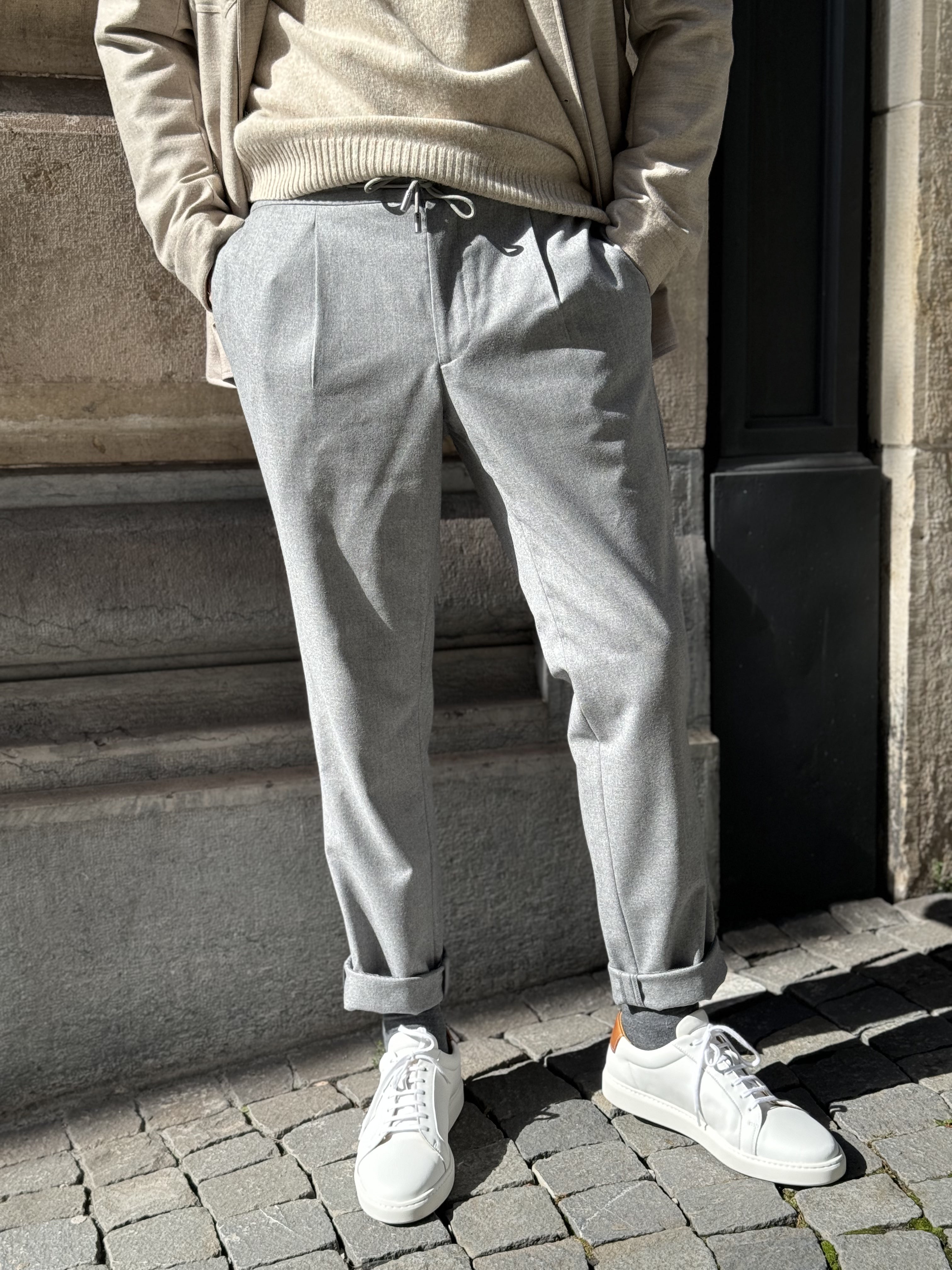 JOGGER PANTS FLANELLA - ICE