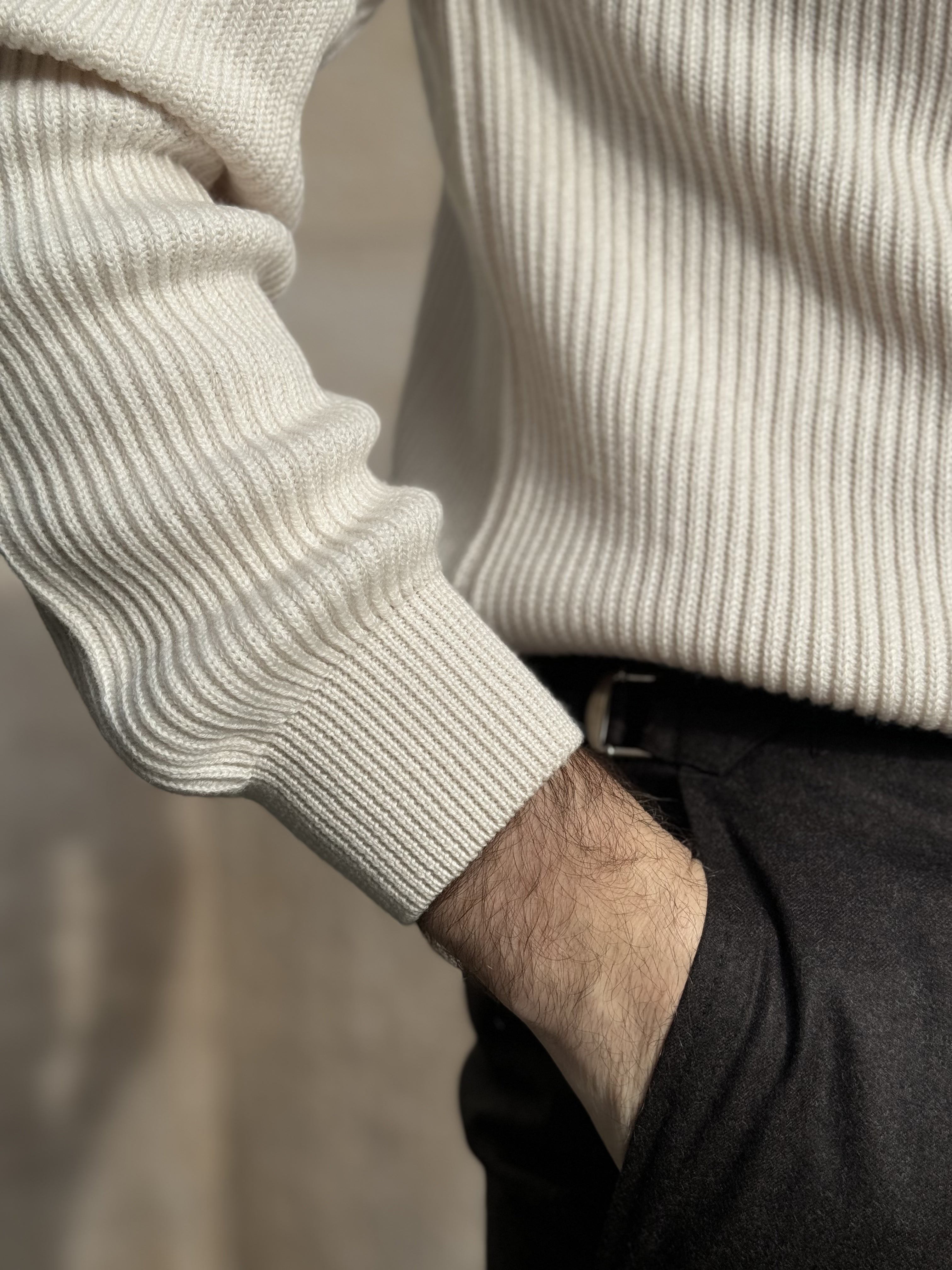 CREWNECK RAGLAN WOOL - WHITE