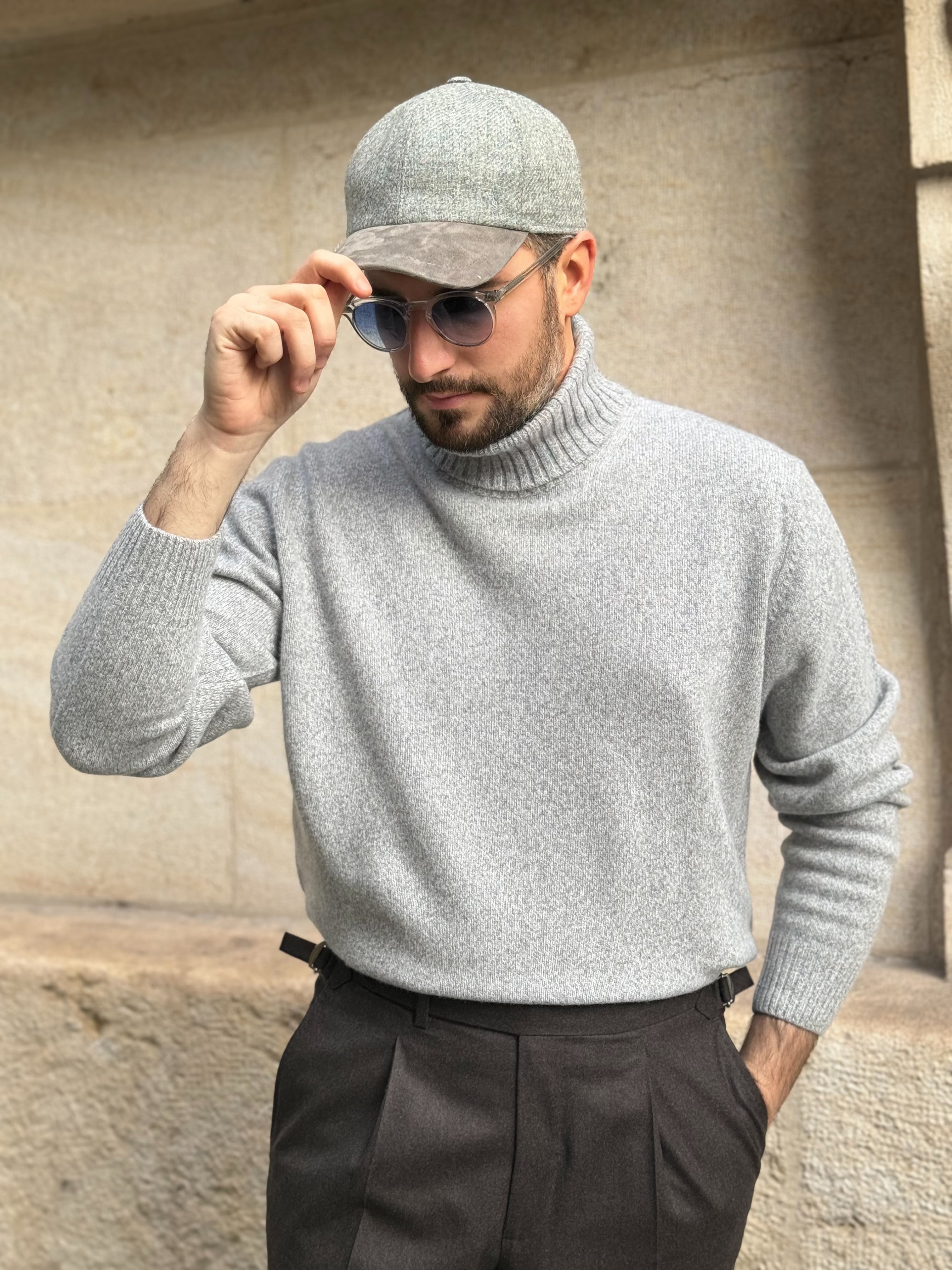 TURTLENECK WOOL CASHMERE LIGHT GREY