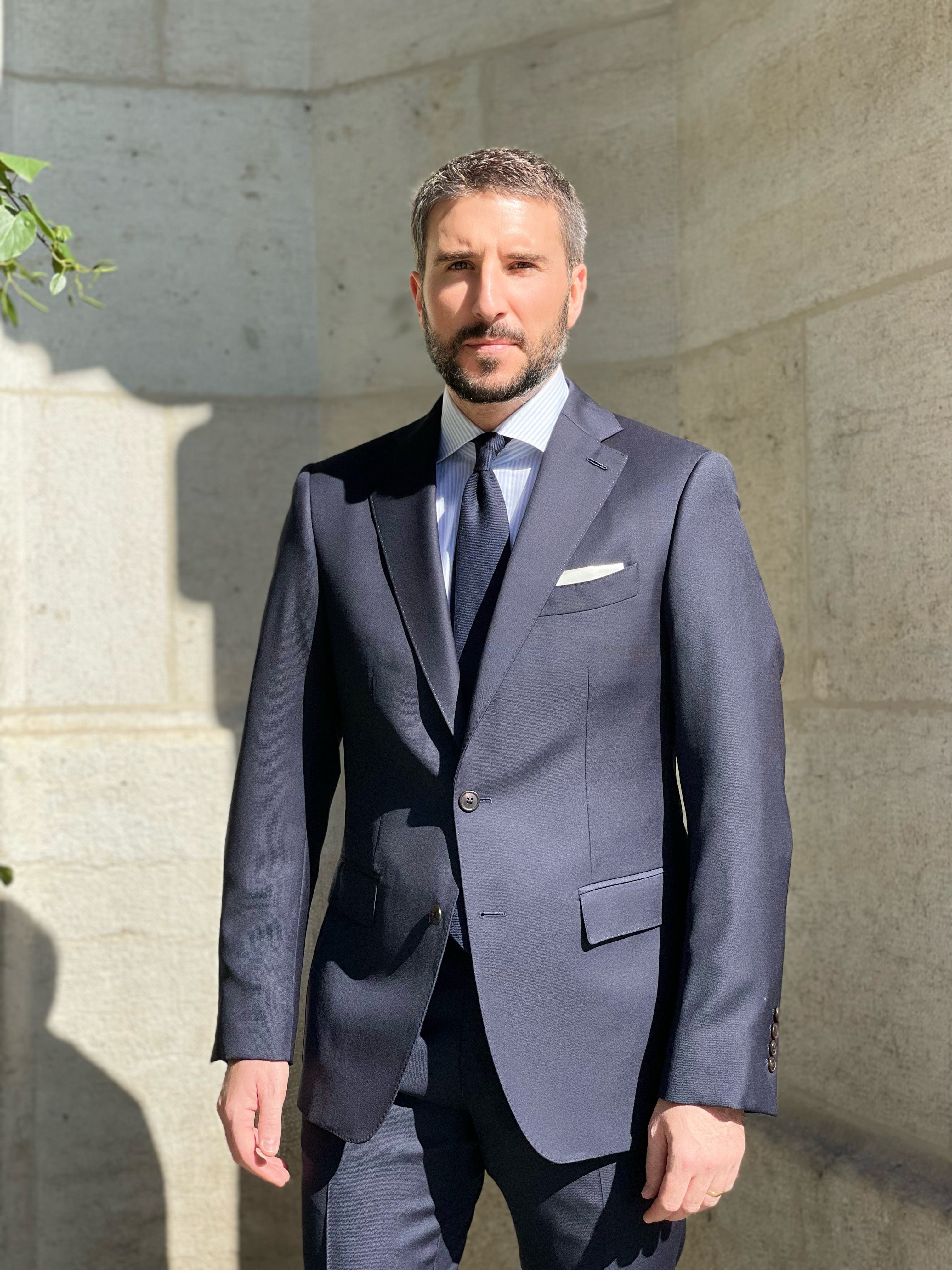 Elegant Suit French Lapel - Deep Blue