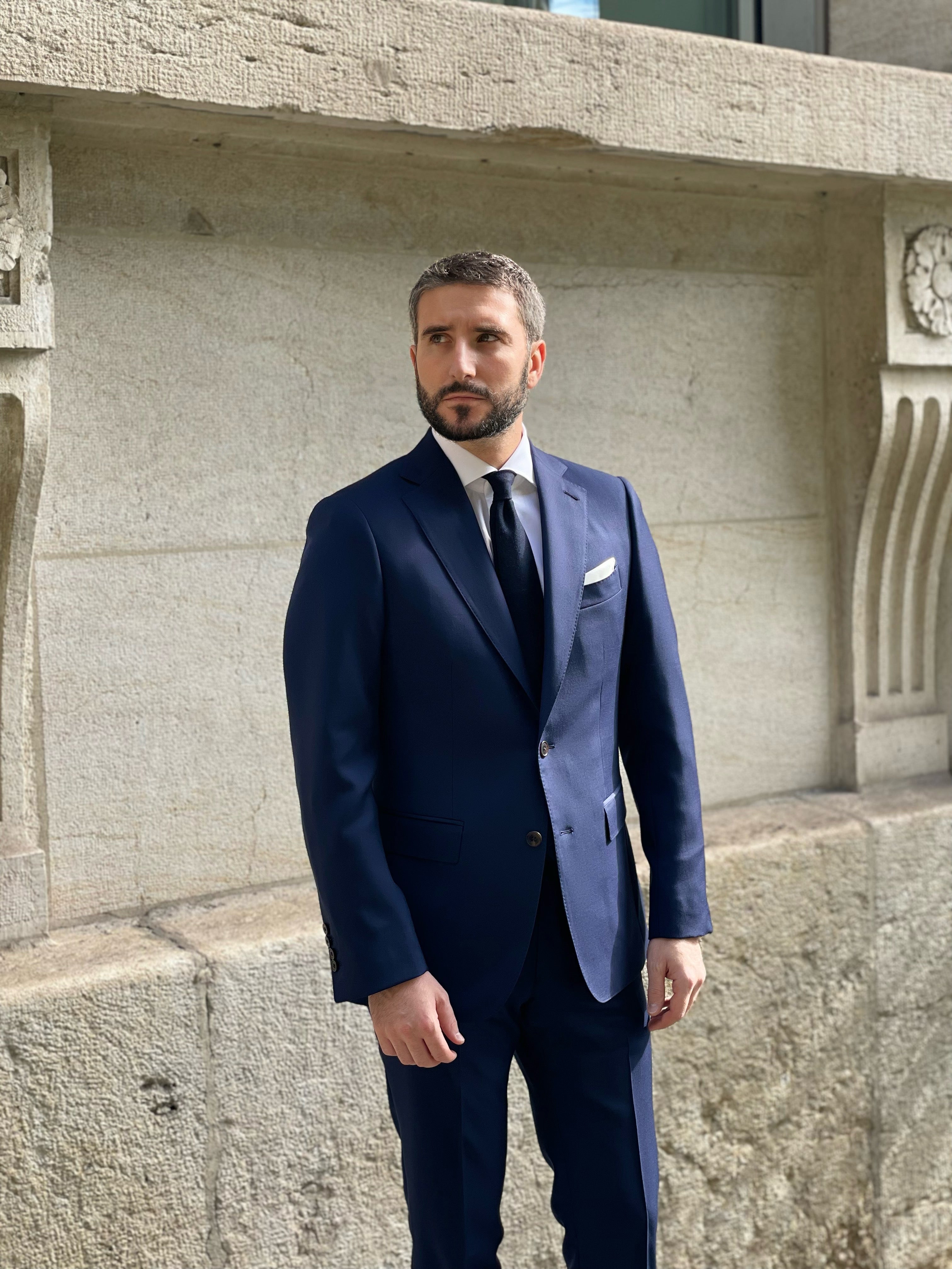 Elegant Suit French lapel - Azure Blue