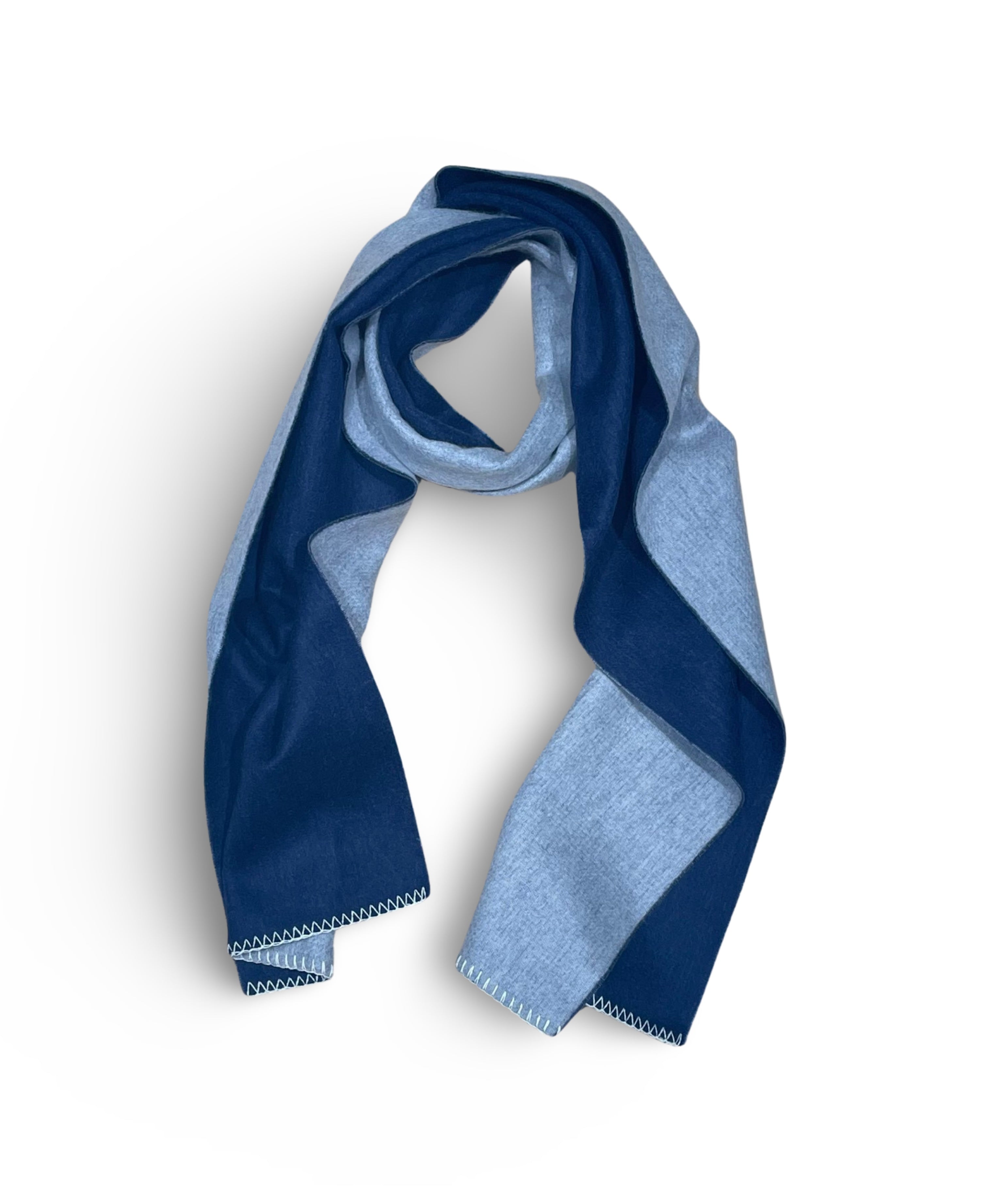 SCARF PLAID CASHMERE GREY & NAVY