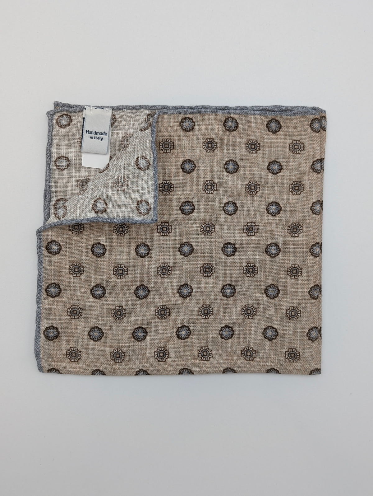 Pocket Square - Brown Flower Print