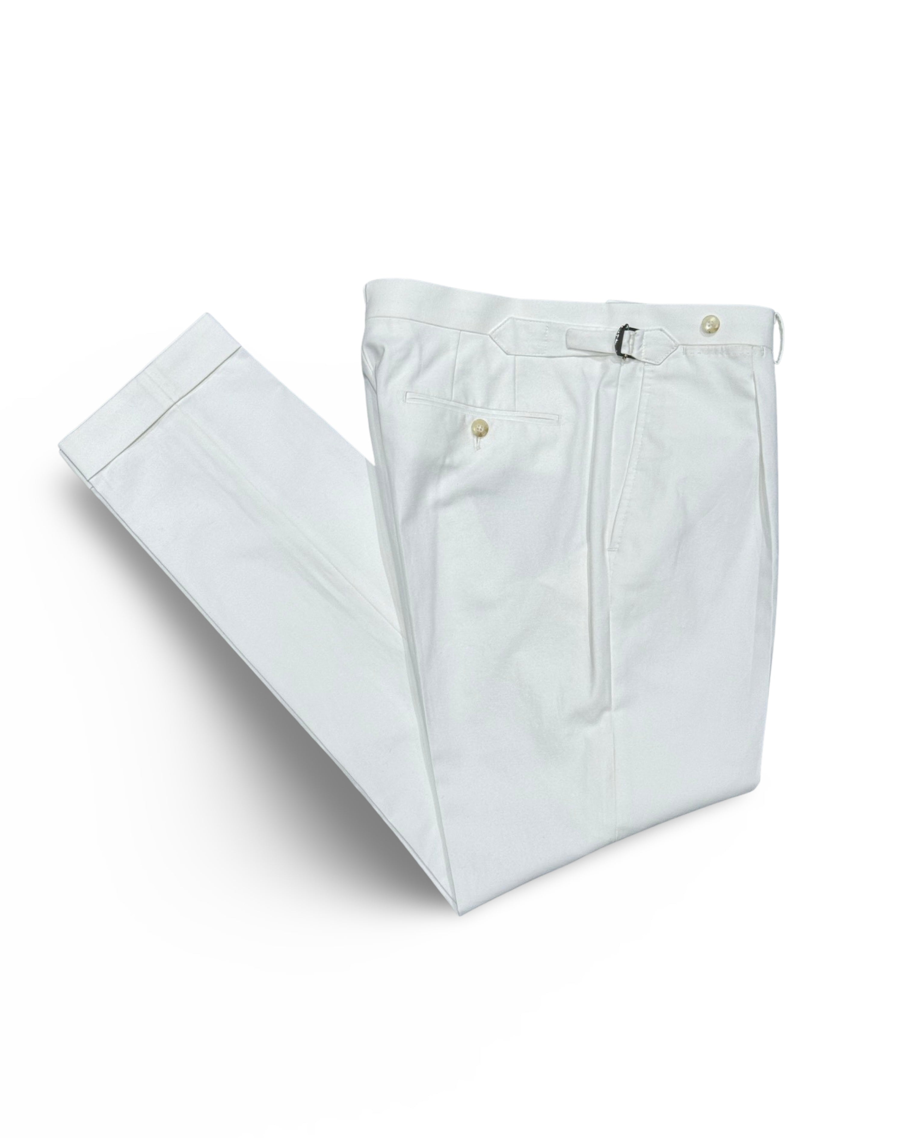 Elegant Trousers - White Cotton Stretch