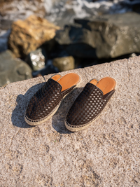 Open Heel Braided - Brown Leather