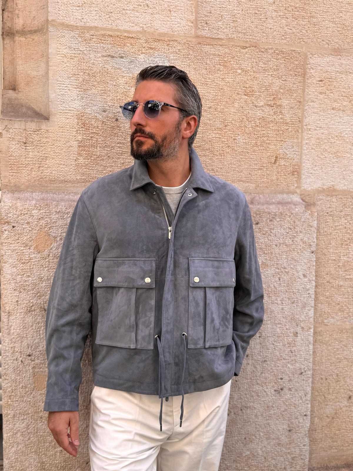 Straight Blouson - Ice Suede Leather