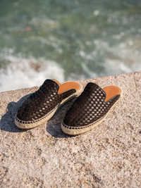 Open Heel Braided - Brown Leather