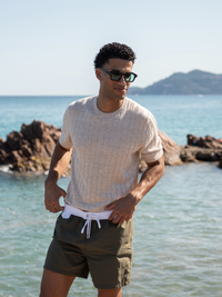 Ribbed T-shirt - Beige