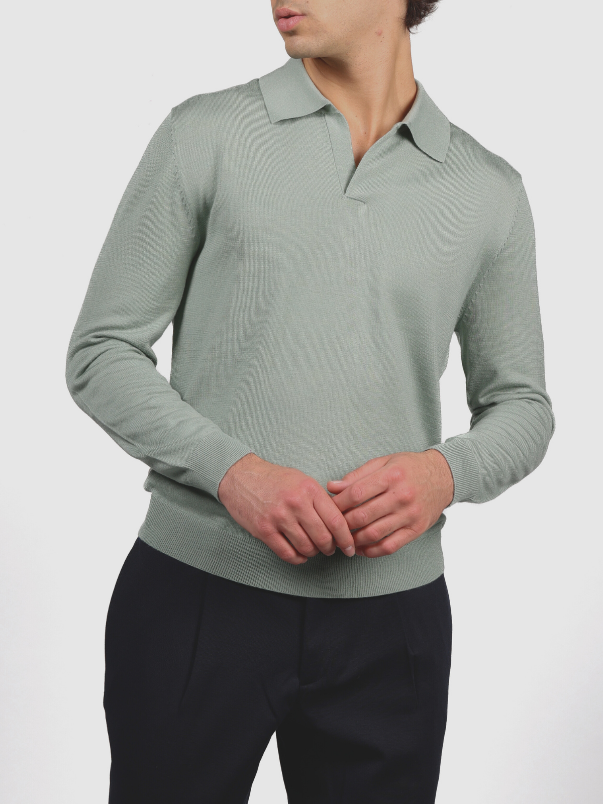 Sage Green longsleeves knitted polo