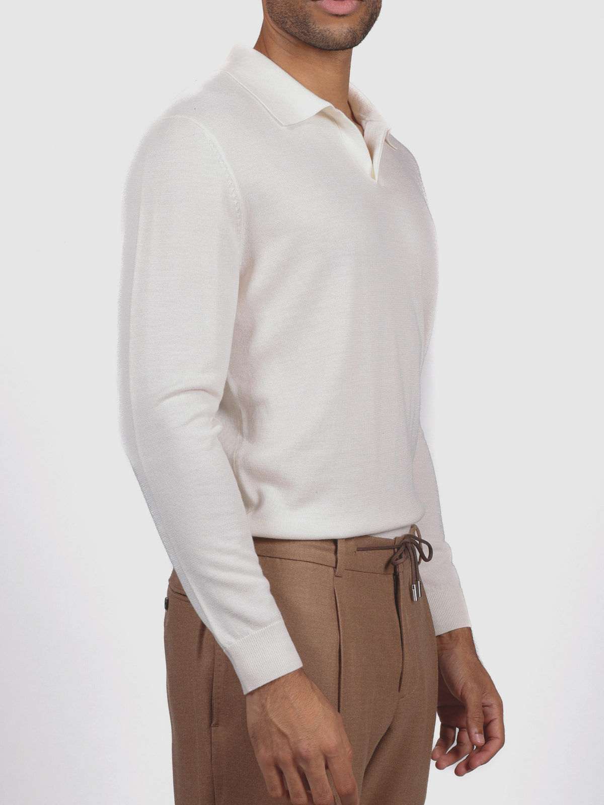 Ivory longsleeves knitted polo