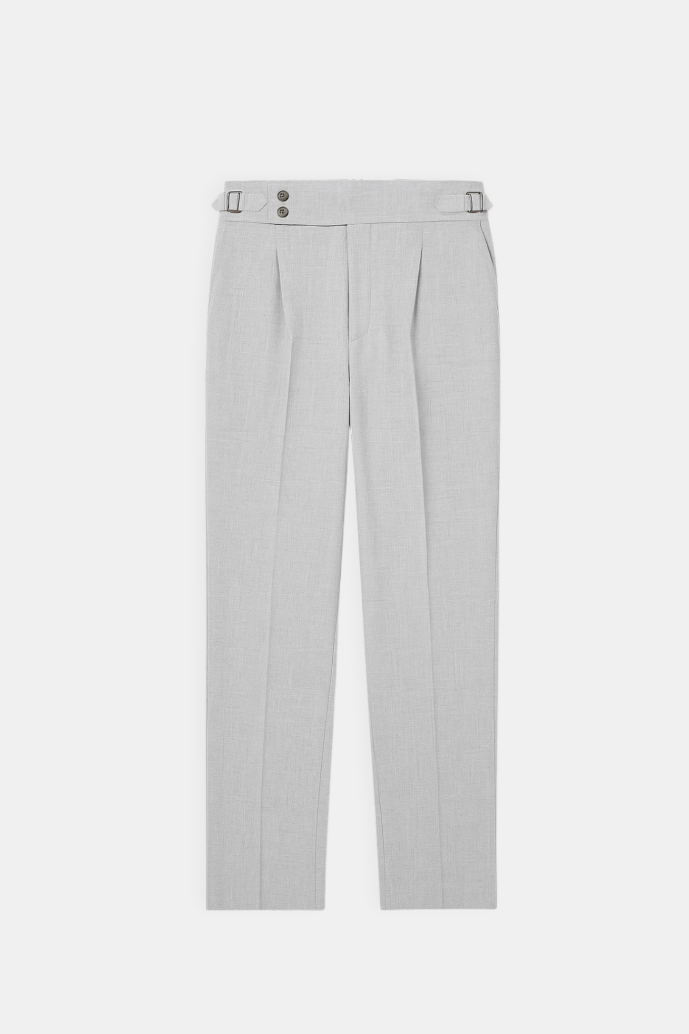 High Waist Flannel Trousers - Light Grey