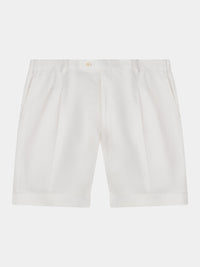 Two-pleats Linen Short - White