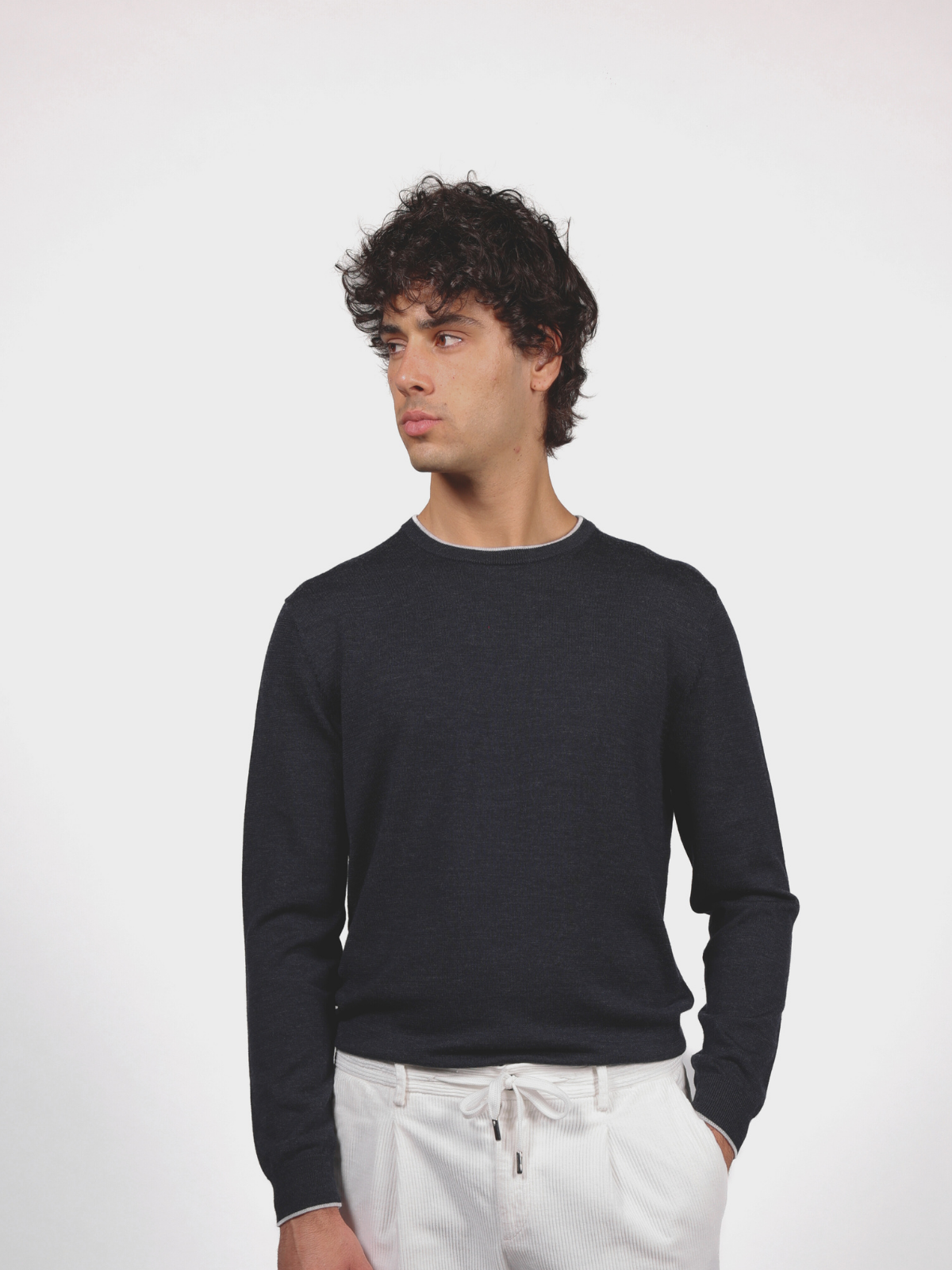 Granite blue knitted crewneck