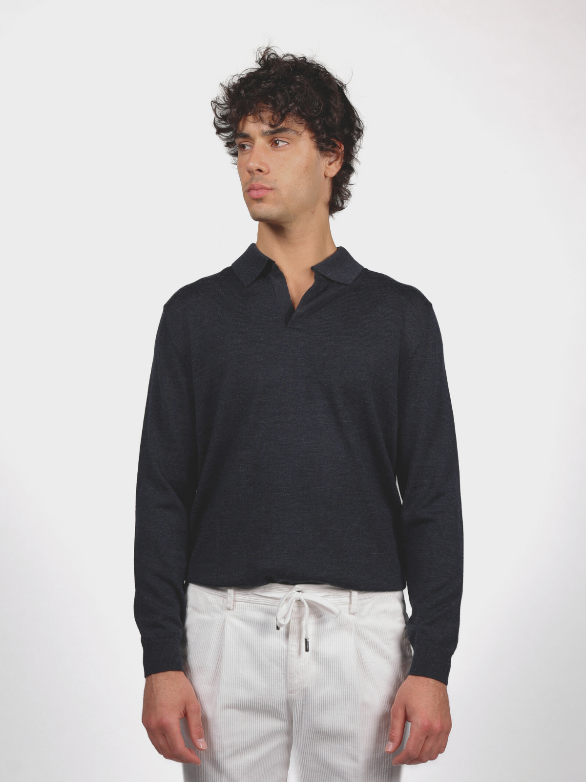 Granite blue longsleeves knitted polo