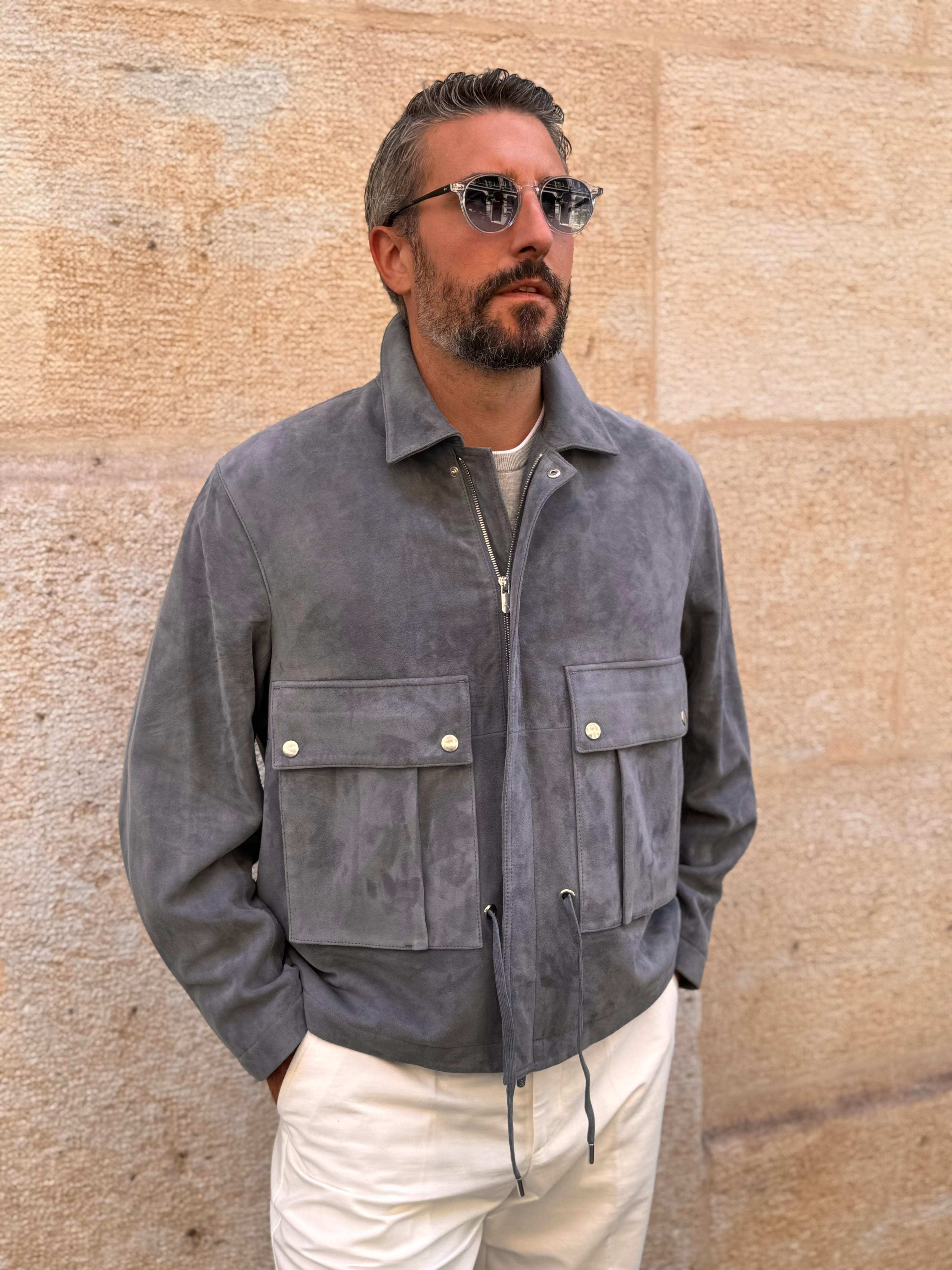 Straight Blouson - Ice Suede Leather