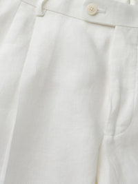 Two-pleats Linen Short - White