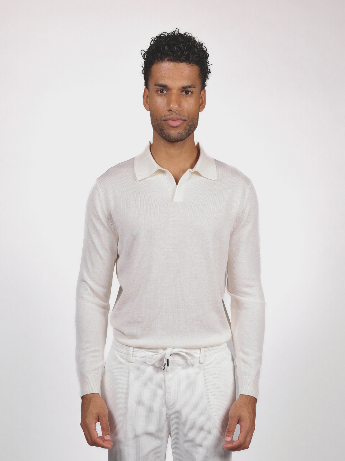 Ivory longsleeves knitted polo