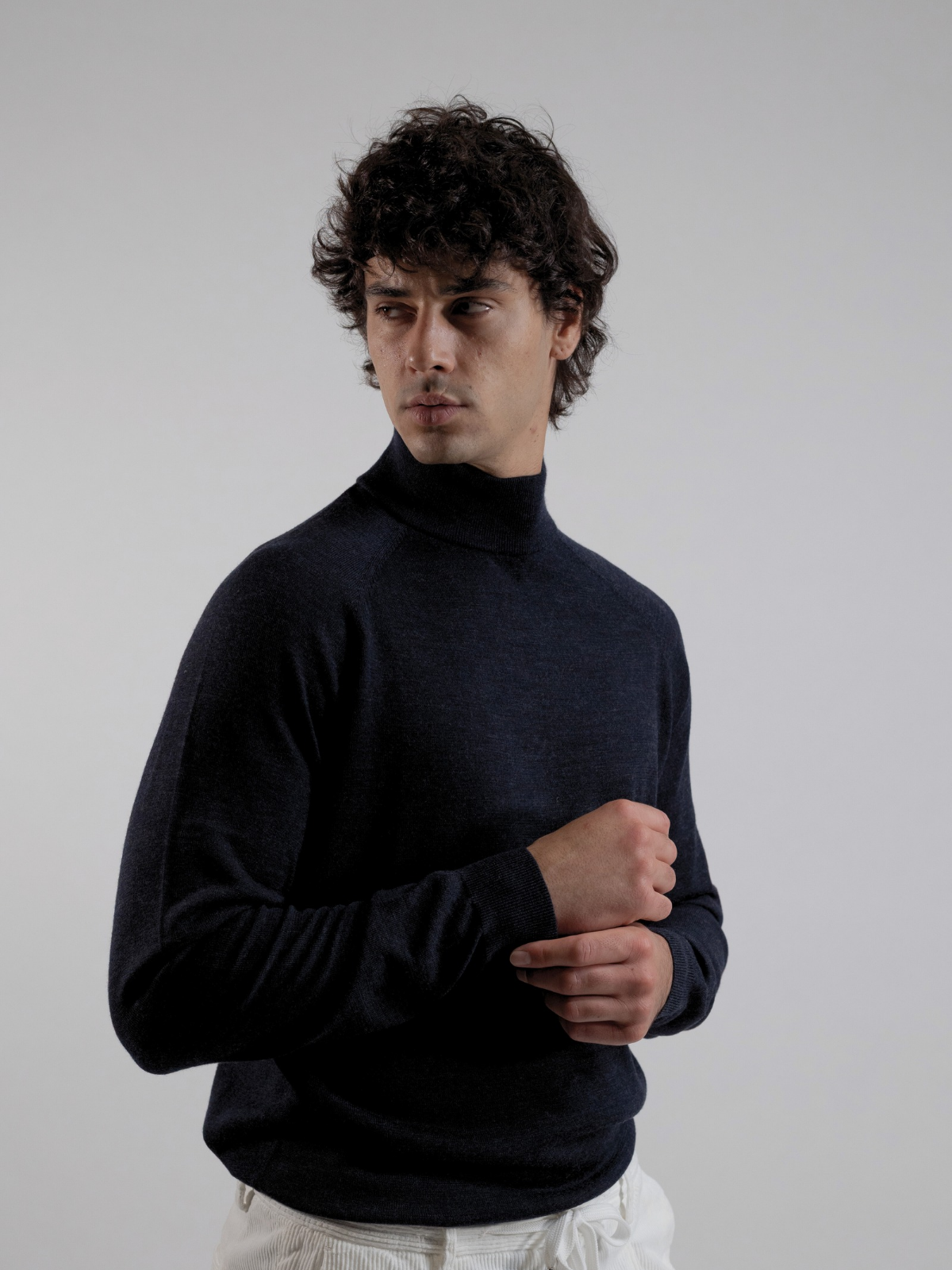 Granite blue knitted mock neck