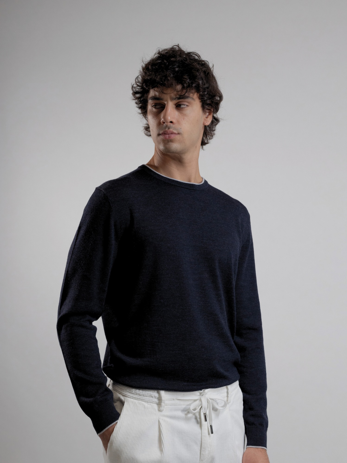 Granite blue knitted crewneck