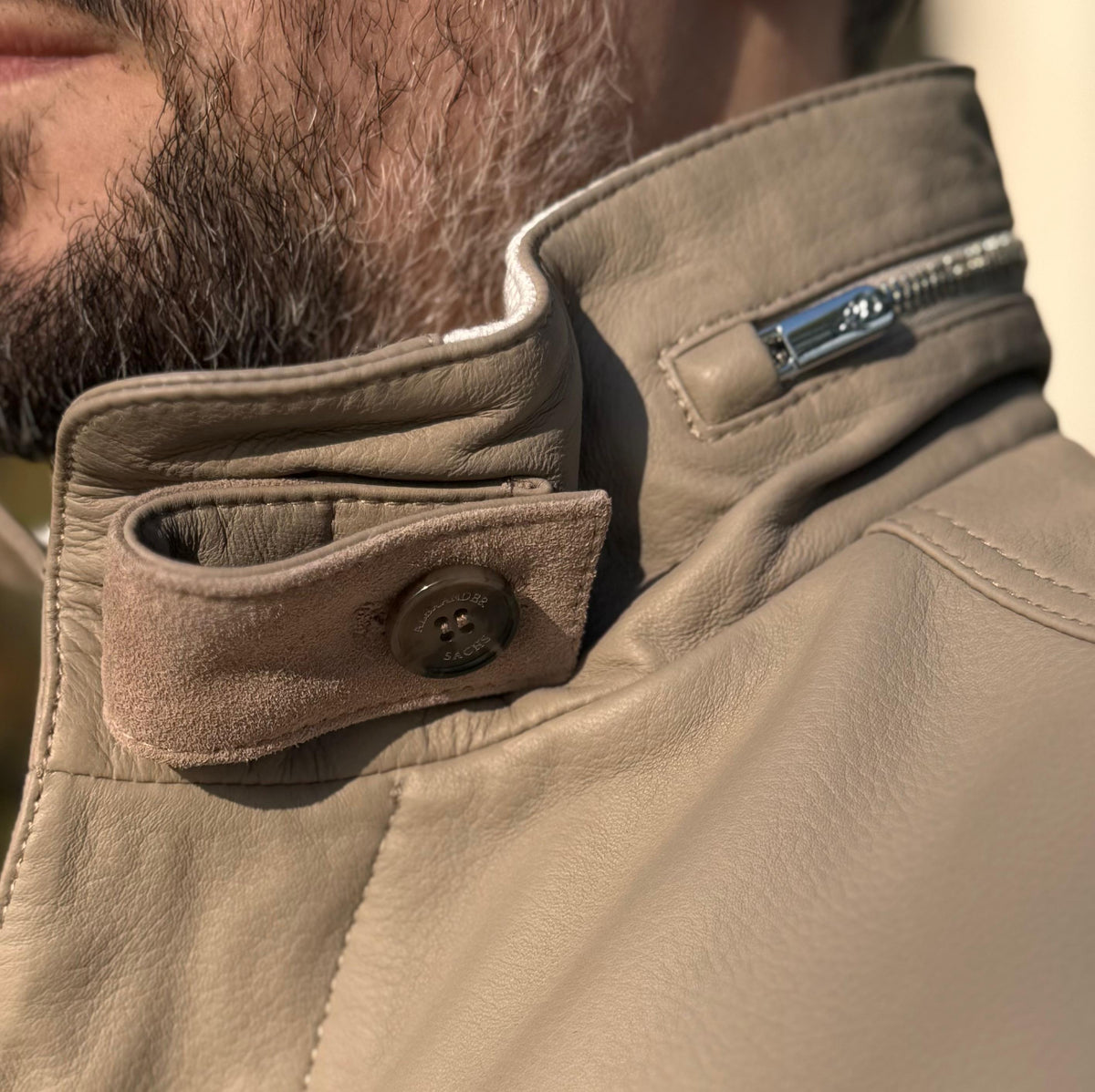 Explorer Jacket in Grain Leather - Grège