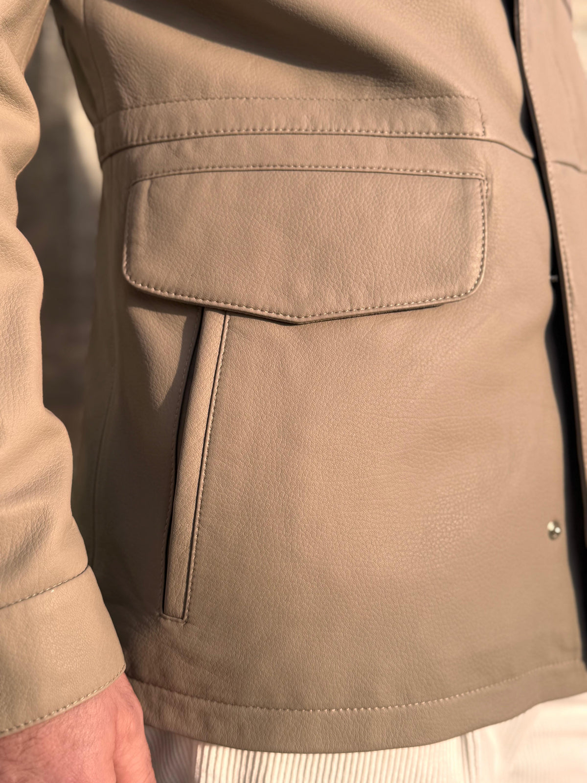 Explorer Jacket in Grain Leather - Grège