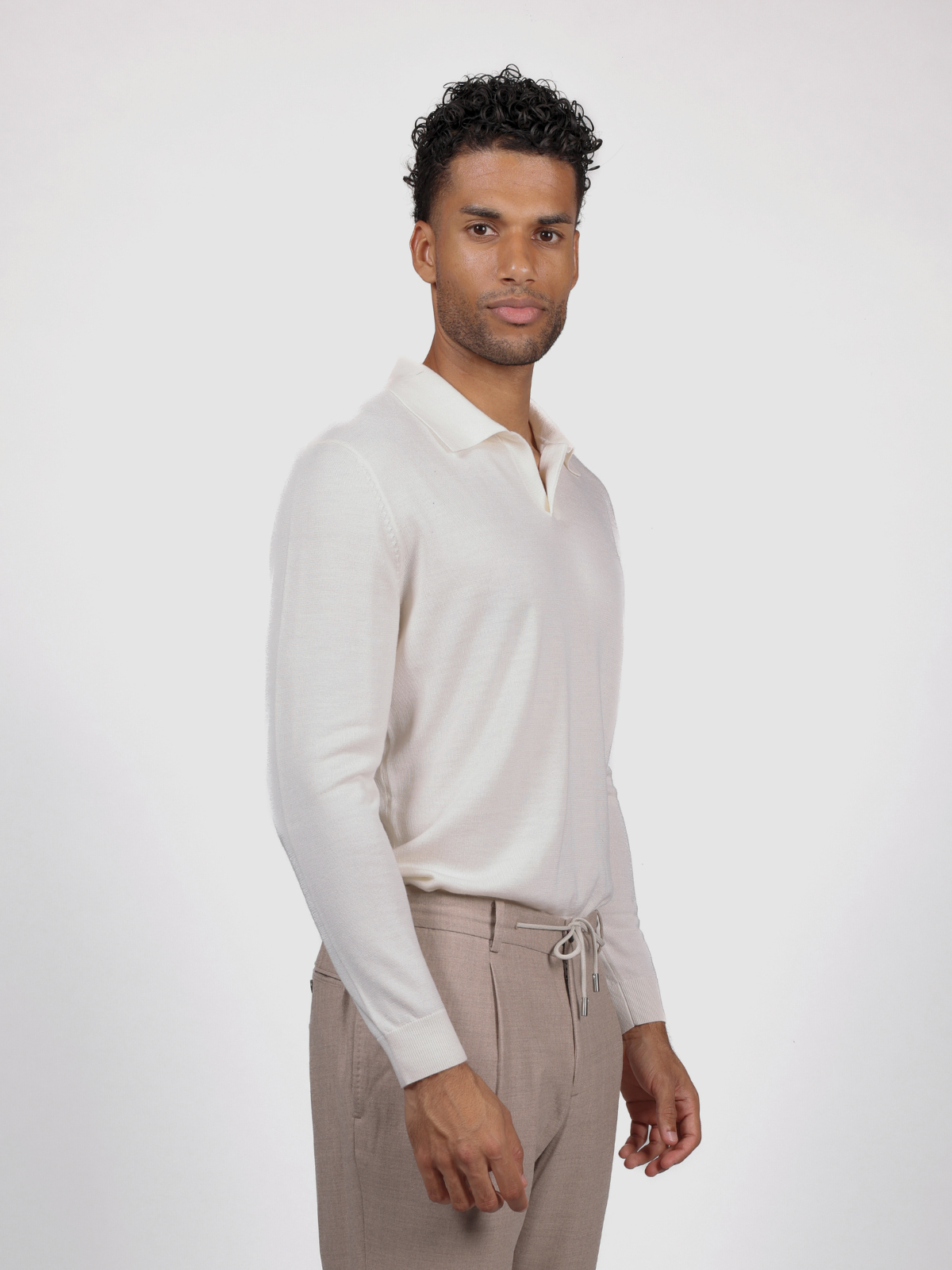Ivory longsleeves knitted polo