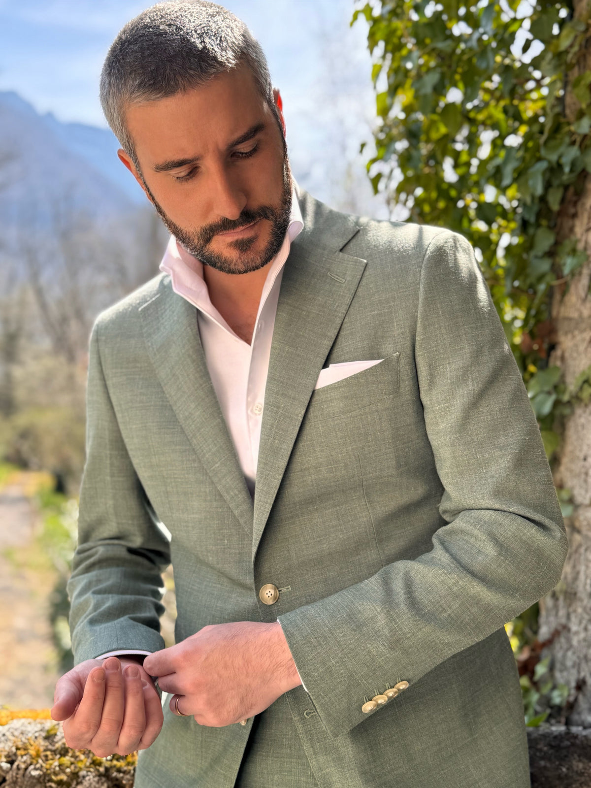 Suit Linen Blend - Sage Green