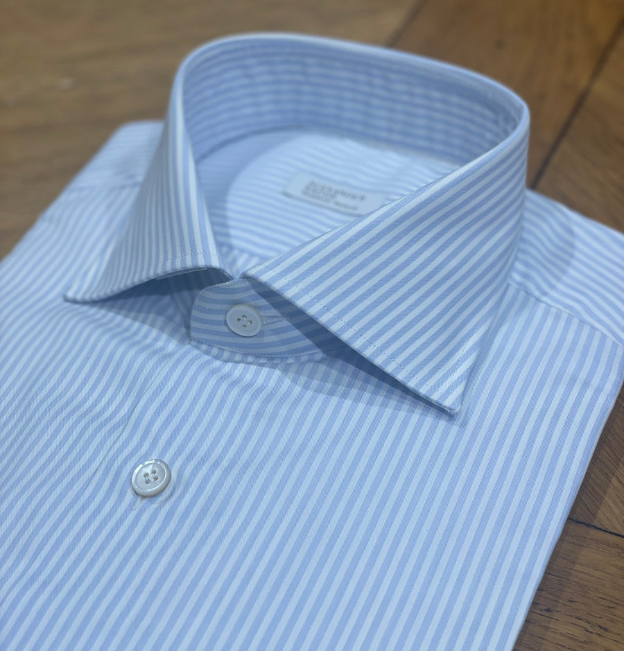 HANDMADE SHIRT NAPOLI COTTON STRIPED BLUE/WHITE